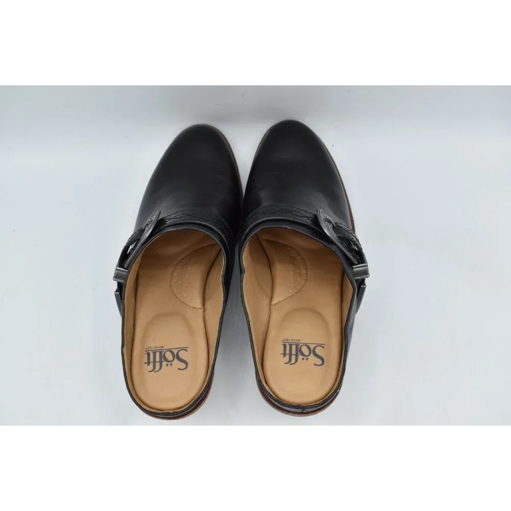 Sofft Women Size 8 Adara Black Leather Buckle Shooties‎ Booties Shoes Mules